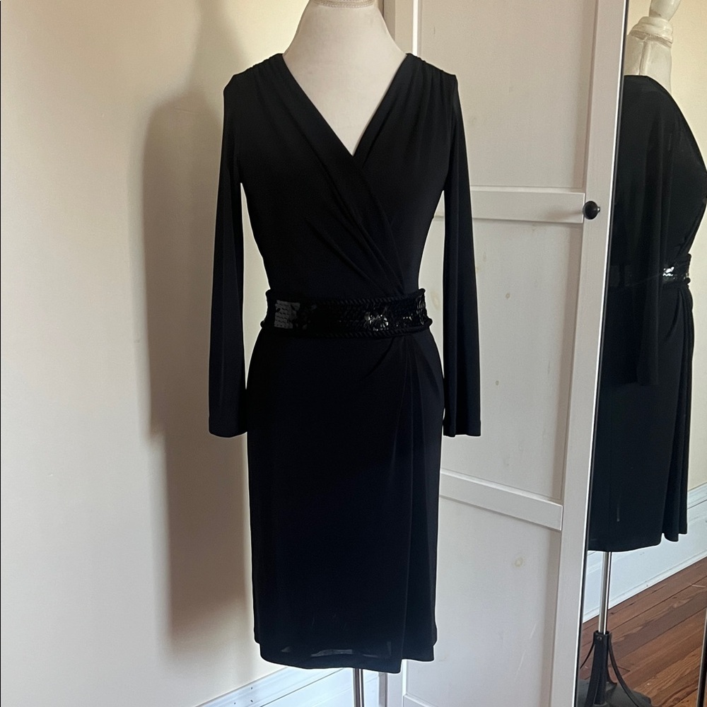 Philosophy di Alberta Ferretti Black Pleated Sequin Cocktail Dress | Size 8